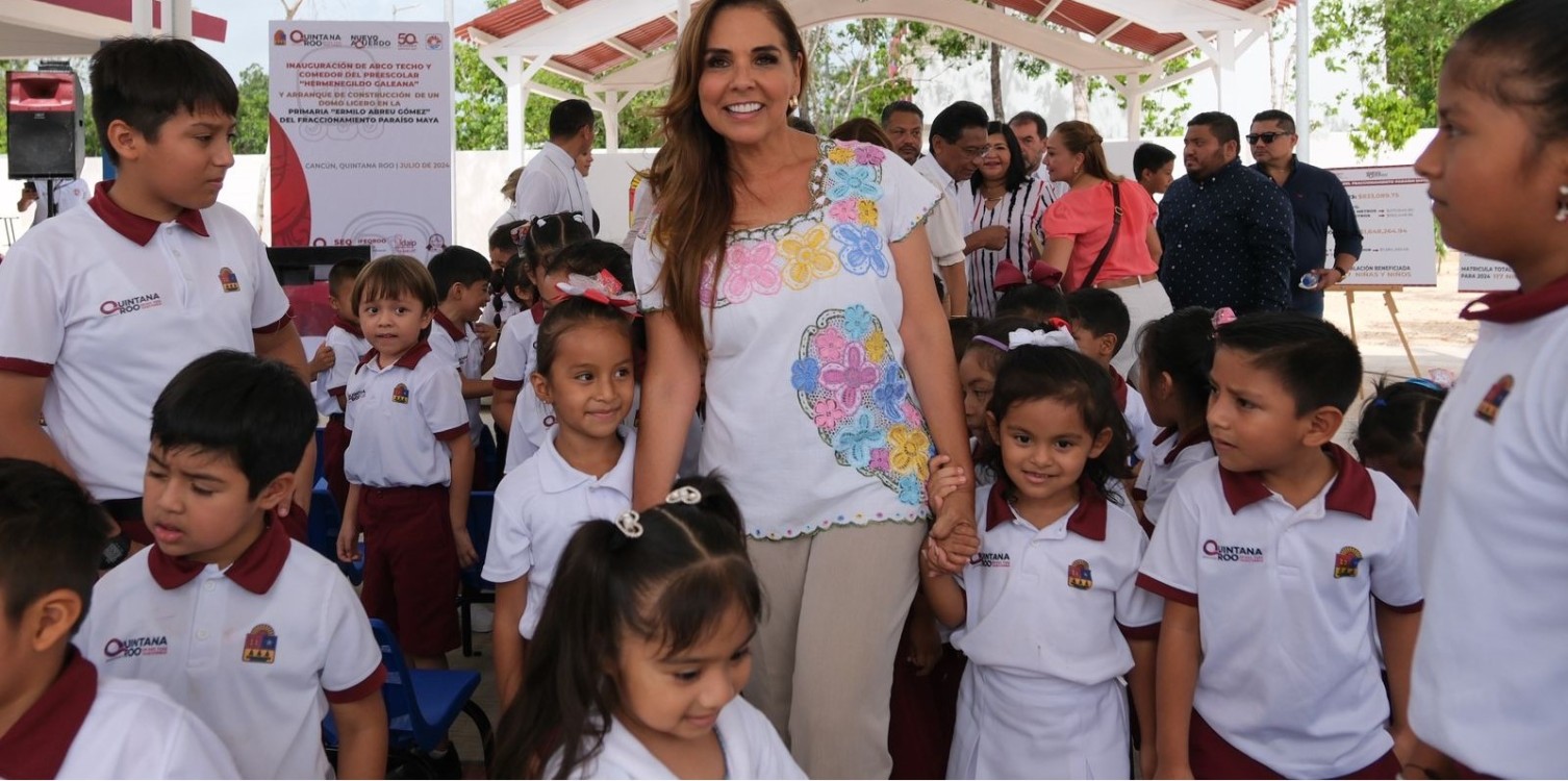 Mara Lezama Inaugura El Arco Techo En Preescolar Hermenegildo Galeana