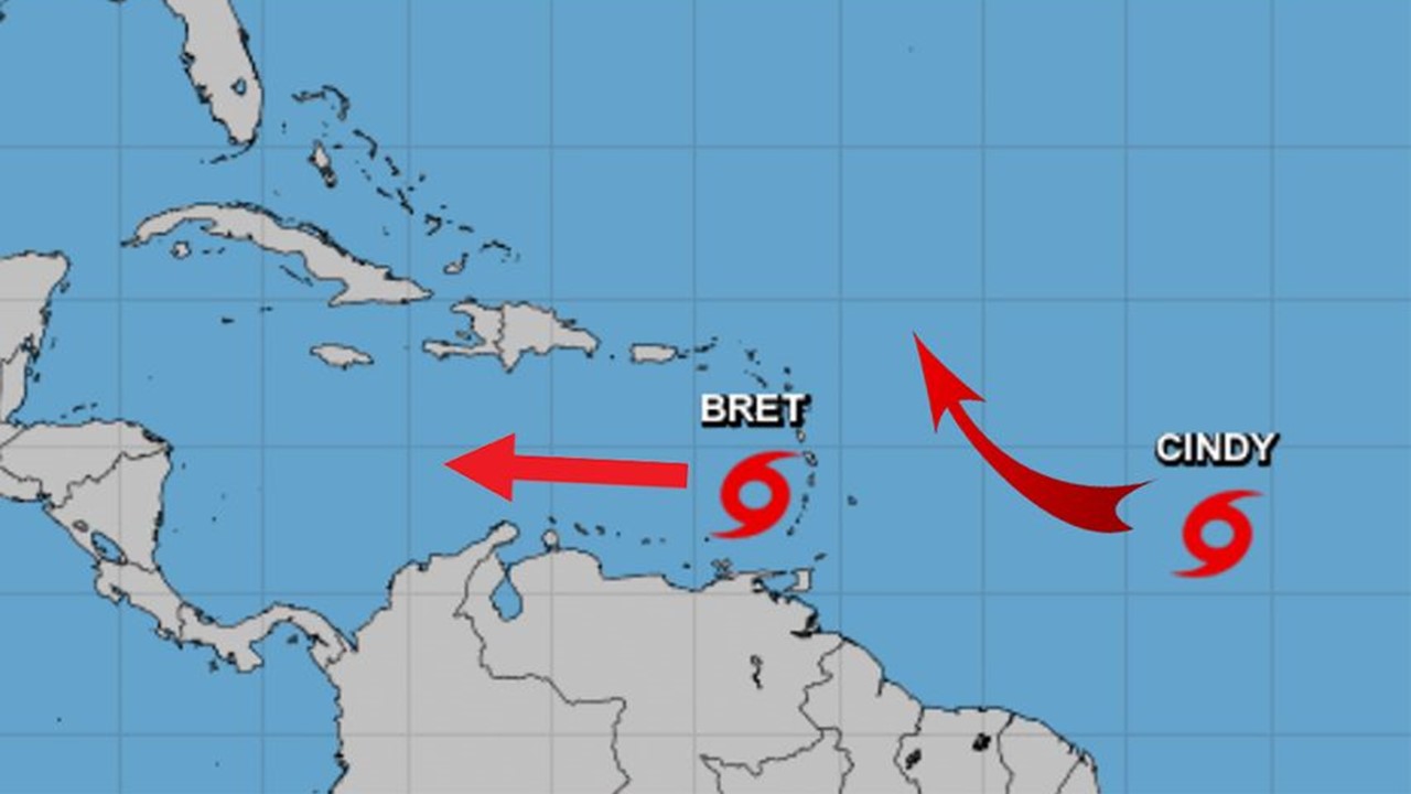 Tormentas tropicales Bret y Cindy en el Océano Atlántico: una pierde fuerza y la otra en formación