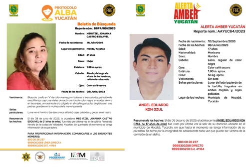 Jóvenes desaparecidos en Yucatán