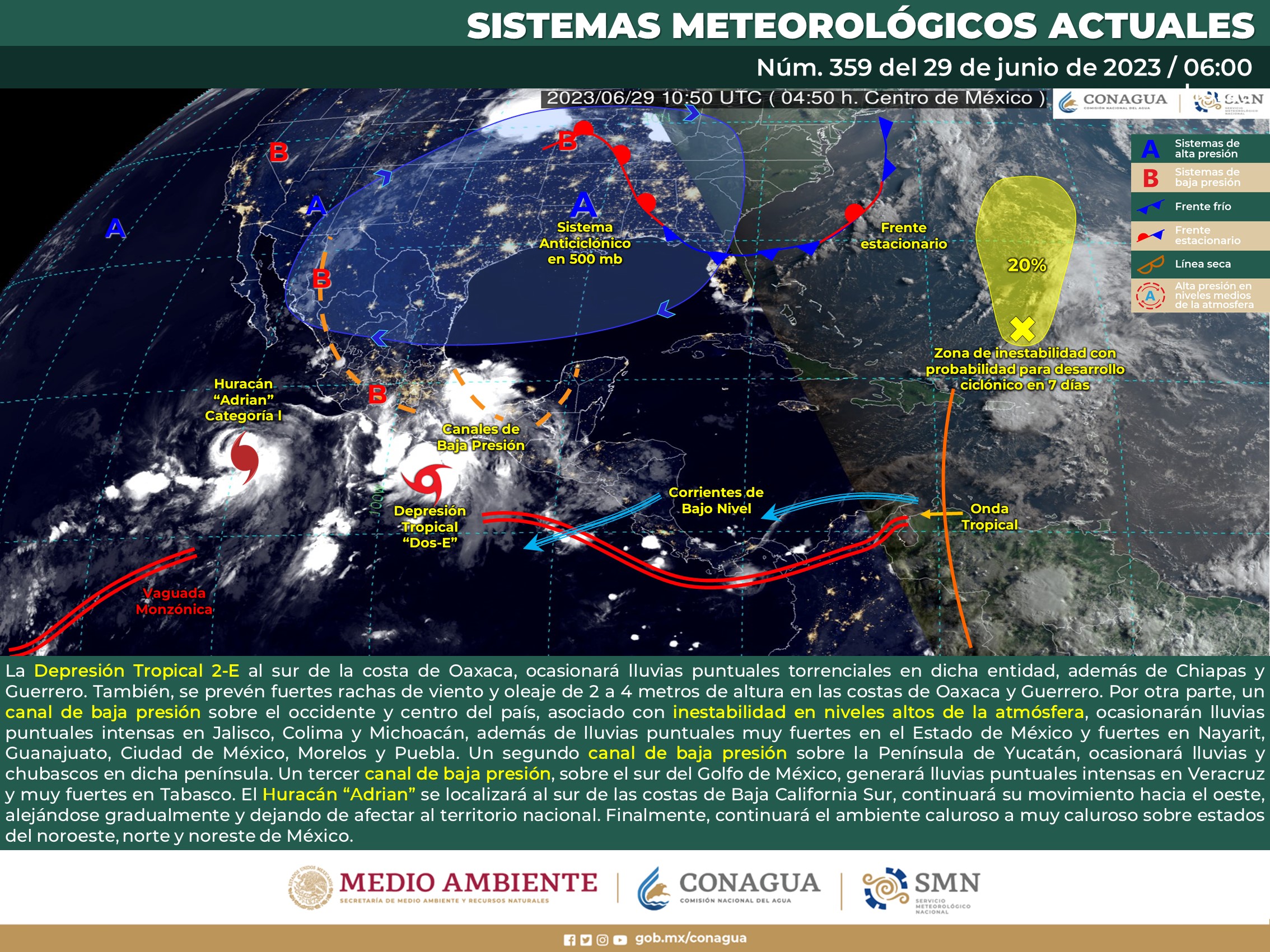 SMN prevé lluvias torrenciales en Guerrero, Oaxaca y Chiapas