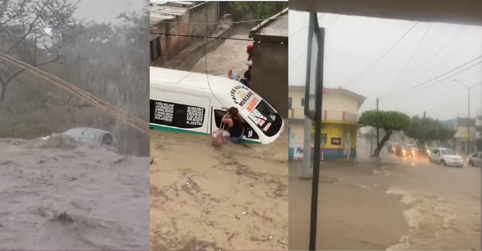 Fuertes lluvias en Chiapas dejan inundaciones, autos arrastrados y un desaparecido (Video)