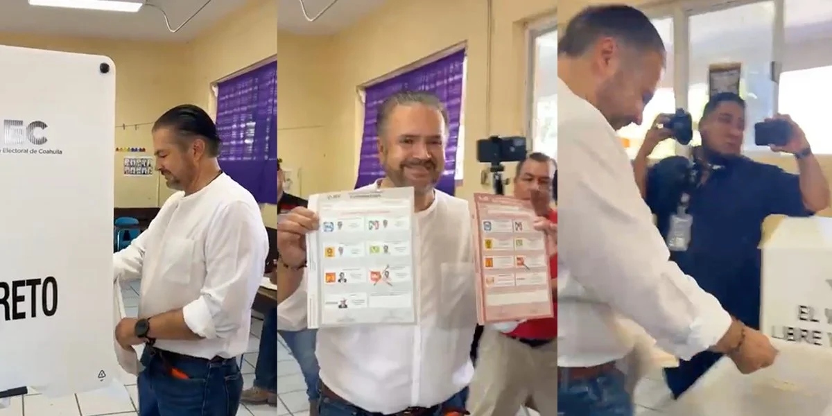 Lenin Pérez emite su voto en Acuña, Coahuila