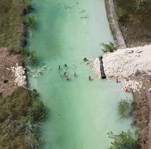 Encargados de la construcción del Tren Maya dinamitaron una zona cercana al Estero de Chac 