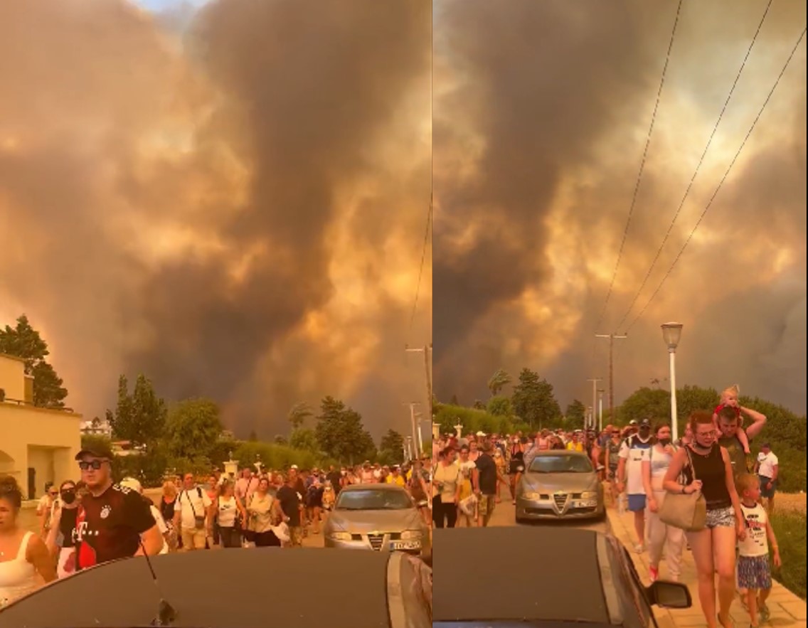 Incendio en la isla Rodas, en Grecia, provoca evacuación de miles de turistas