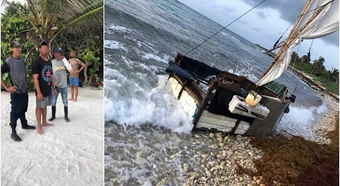 Tulum rescatan a 6 balseros cubanos llegaron en una balsa hechiza