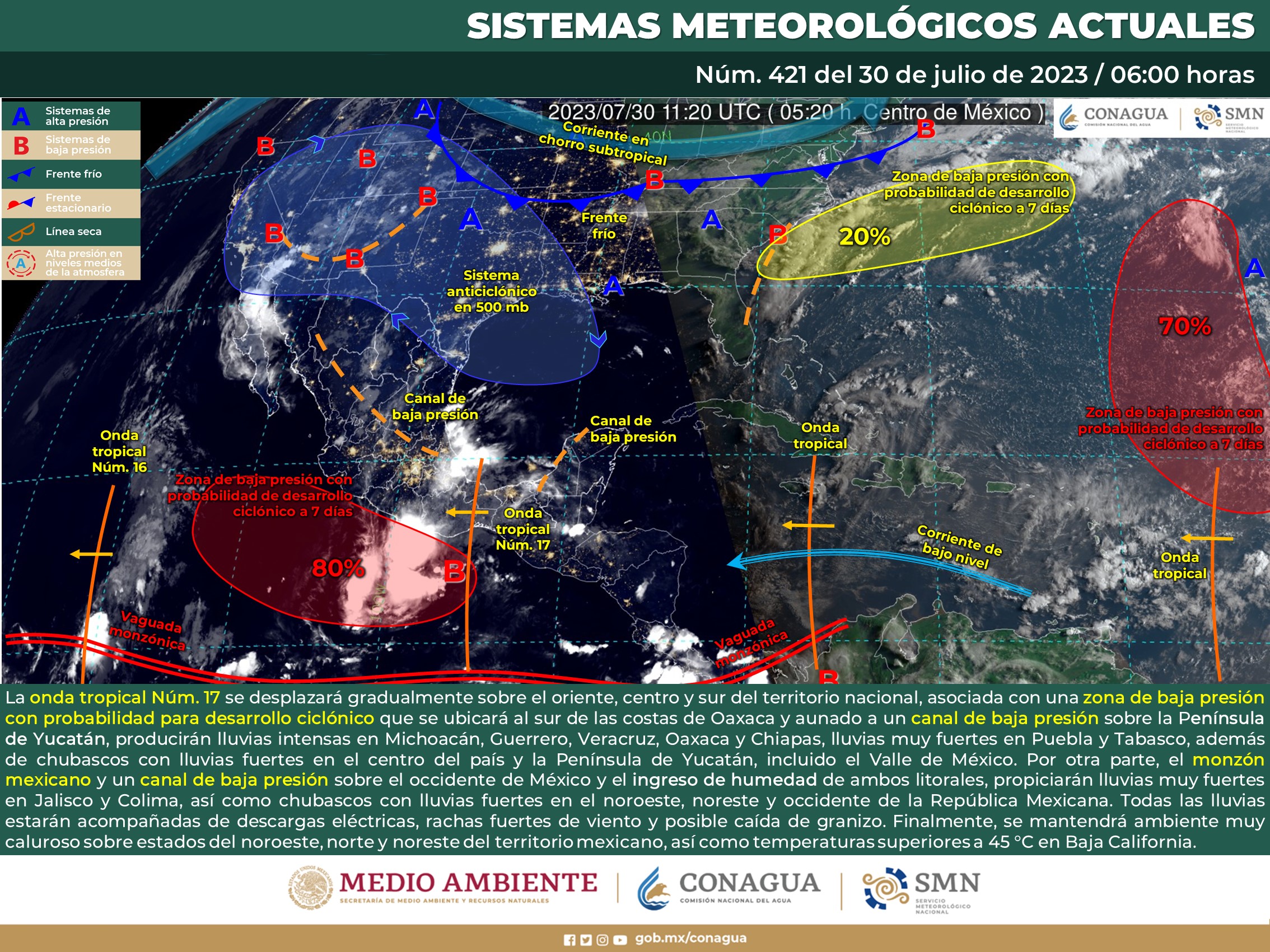 SMN prevé lluvias intensas en Michoacán, Guerrero, Chiapas y Vercruz