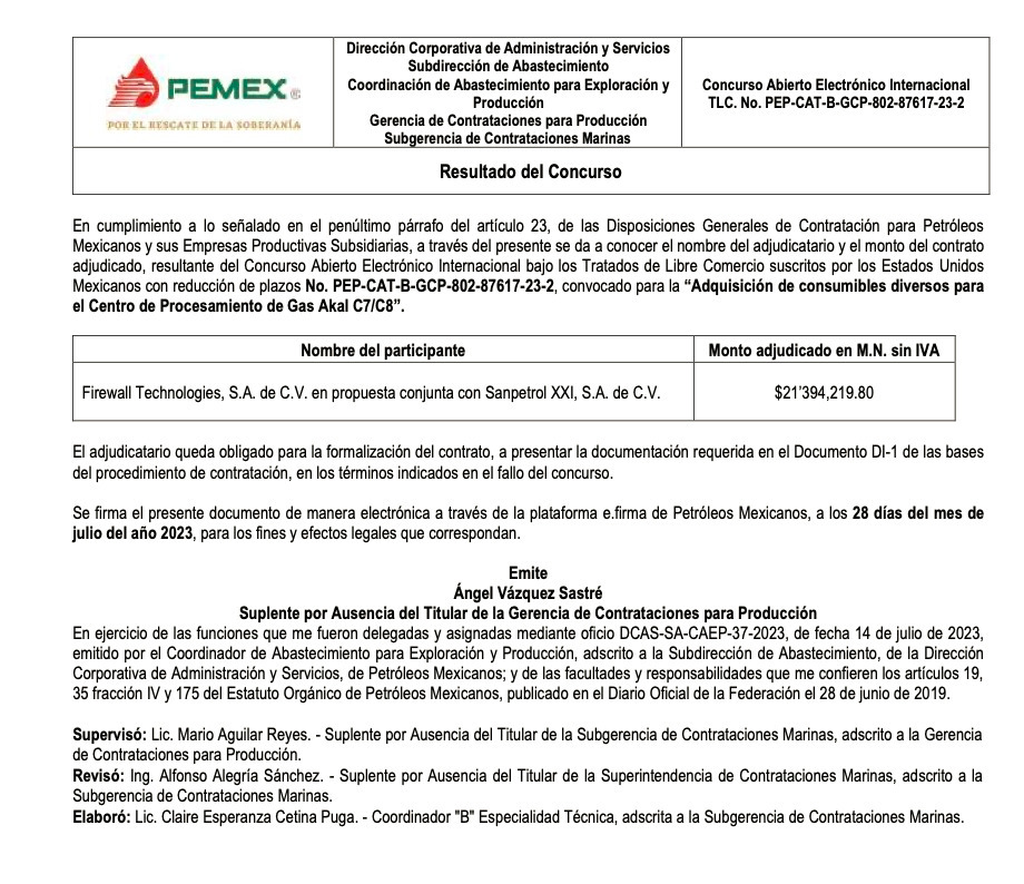 Da PEMEX contrato de $21.4 millones a los exitosos Sánchez