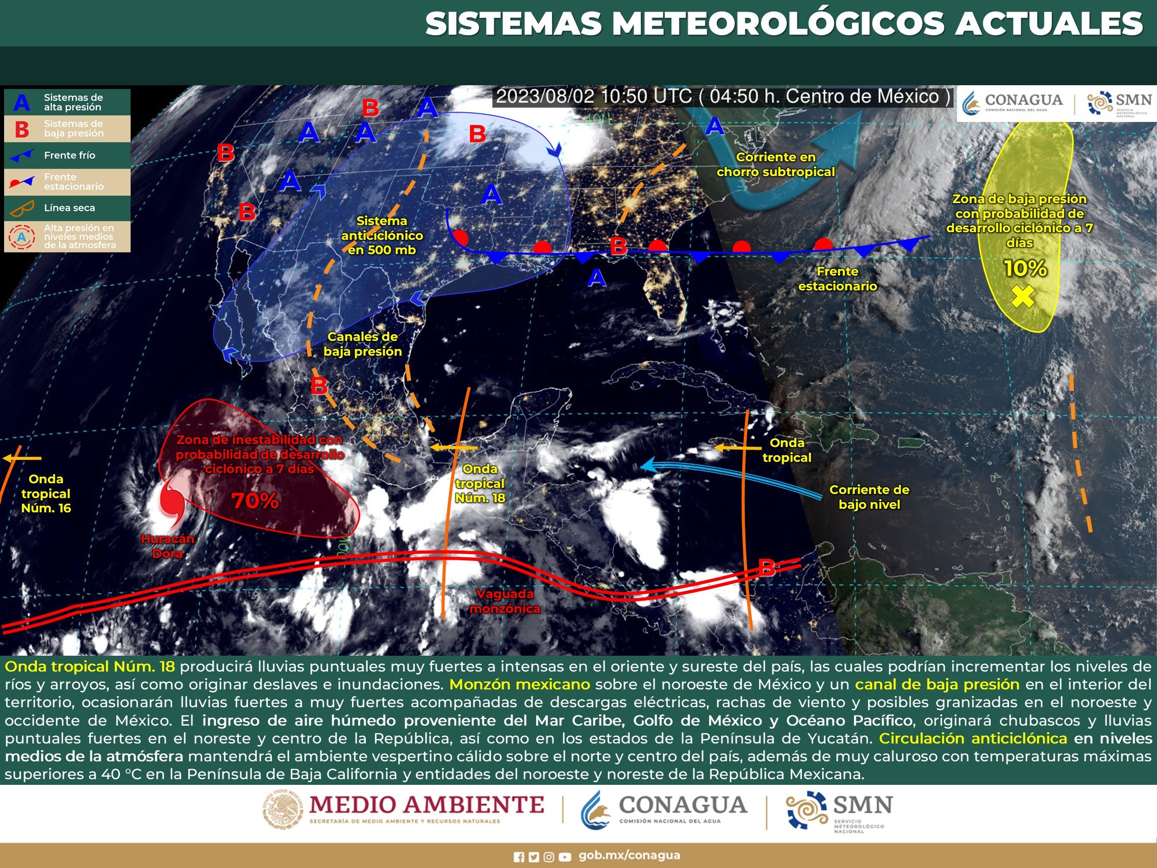 Onda tropical 18 se desplaza sobre el Istmo y Golfo de Tehuantepec, SMN