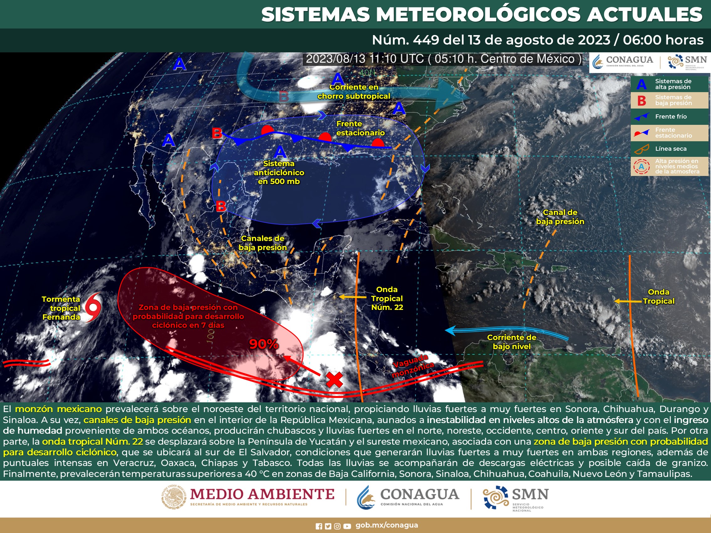 SMN prevé lluvias intensas en Veracruz, Oaxaca, Chiapas y Tabasco