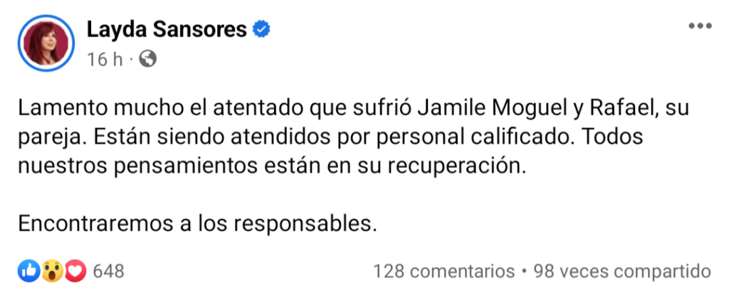 La Gobernadora también decidió publicar en sus redes sociales