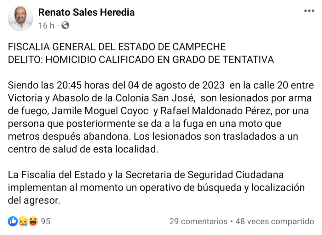 El Fiscal Renato Sales confirmó el intento de homicidio 