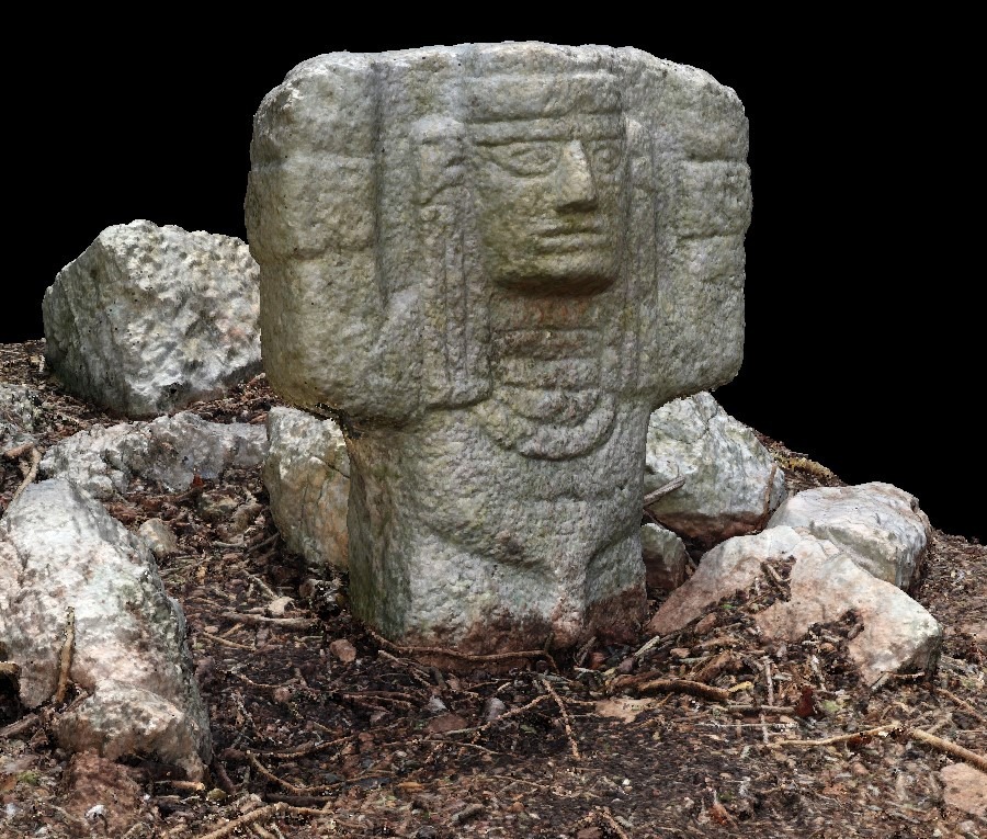 INAH locliza escultura de atlante en nuevo sendero a Chichén Itzá