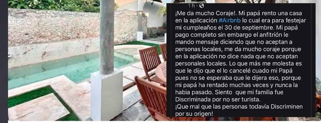 Denuncian Anfitrión de Airbnb de Mérida, presunta discriminación a familia yucateca