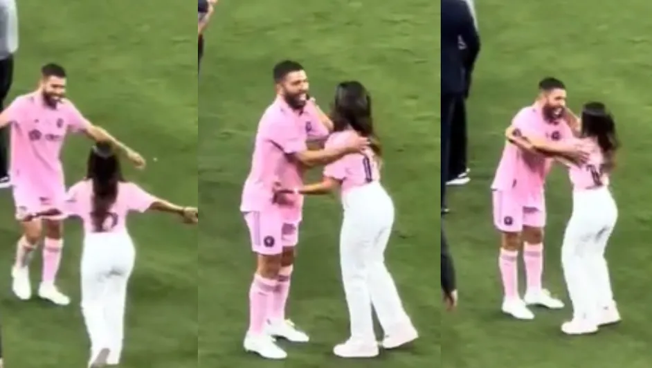 Esposa de Leonel Messi se confunde y casi besa otro jugador del Inter de Miami