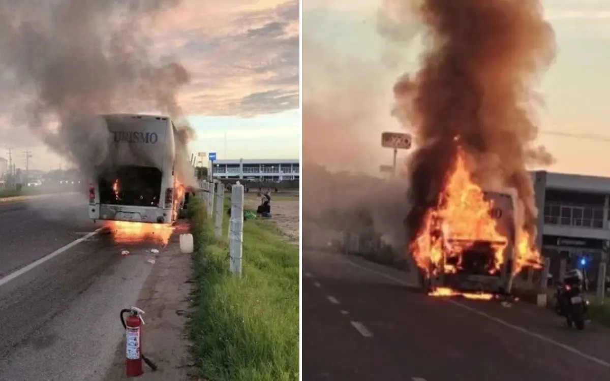 camión con niños campechanos se incendia