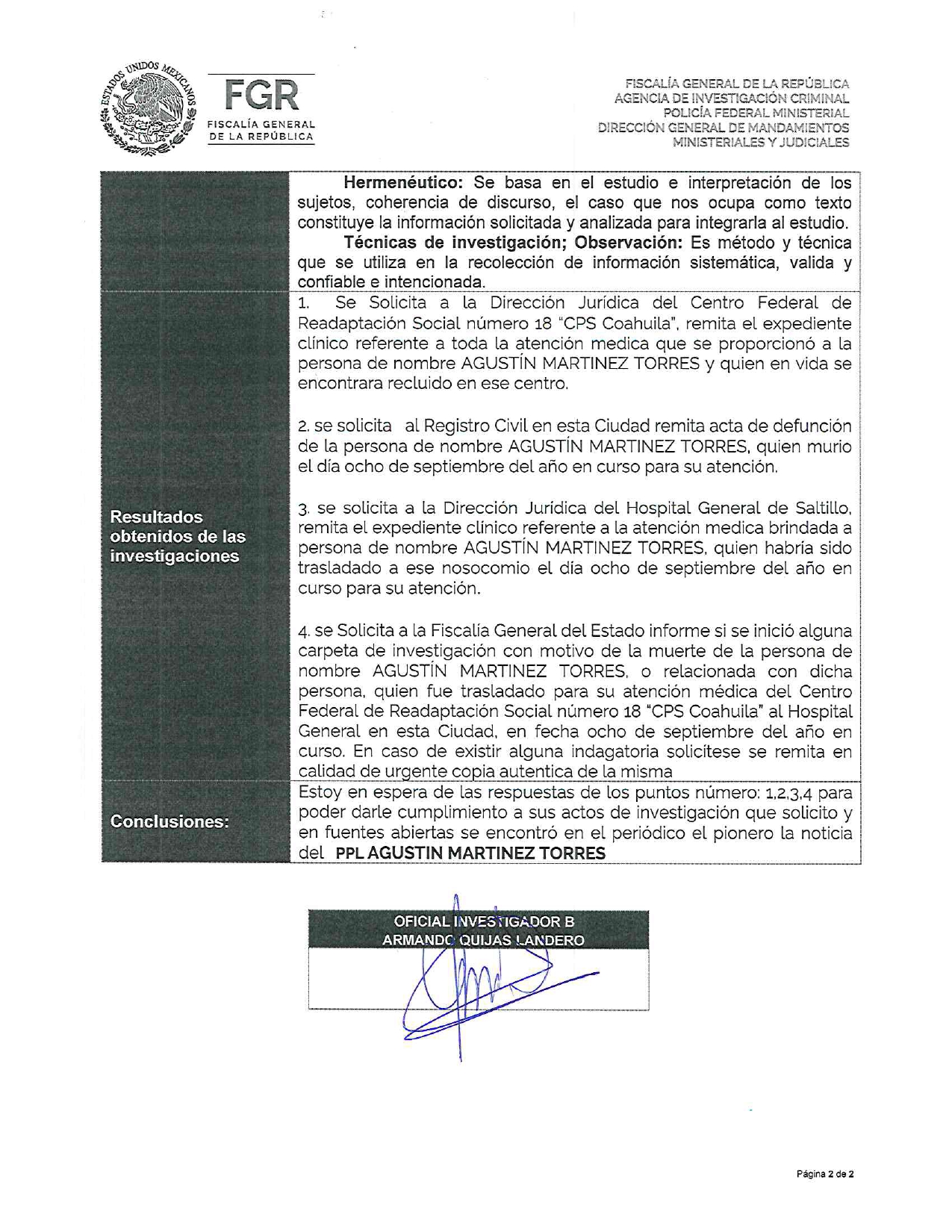 Identificados a custodios en agresión a Ramos Cardoza