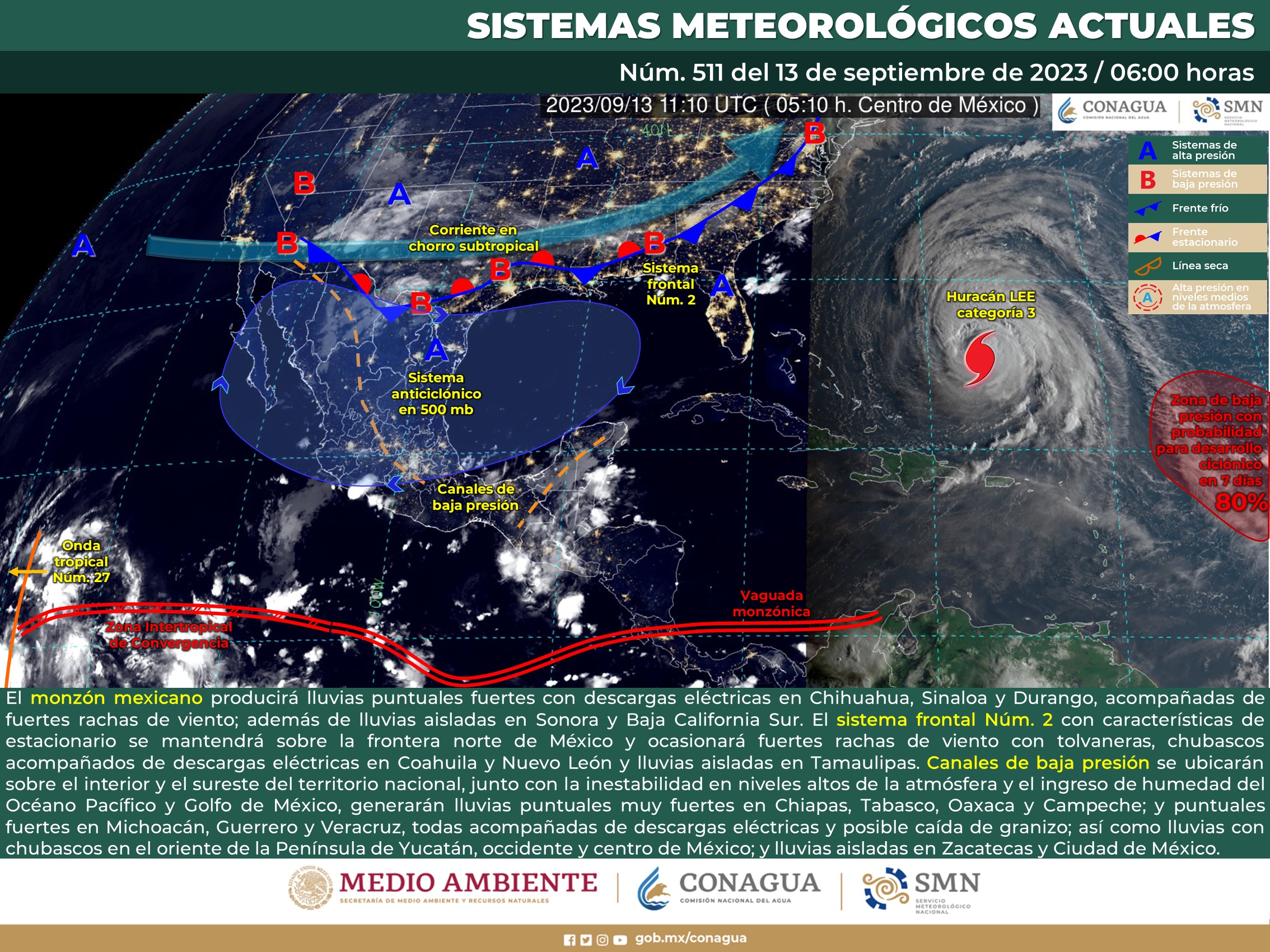 LLUVIAS MUY FUERTES EN ZONAS DE OAXACA, CHIAPAS, TABASCO y CAMPECHE