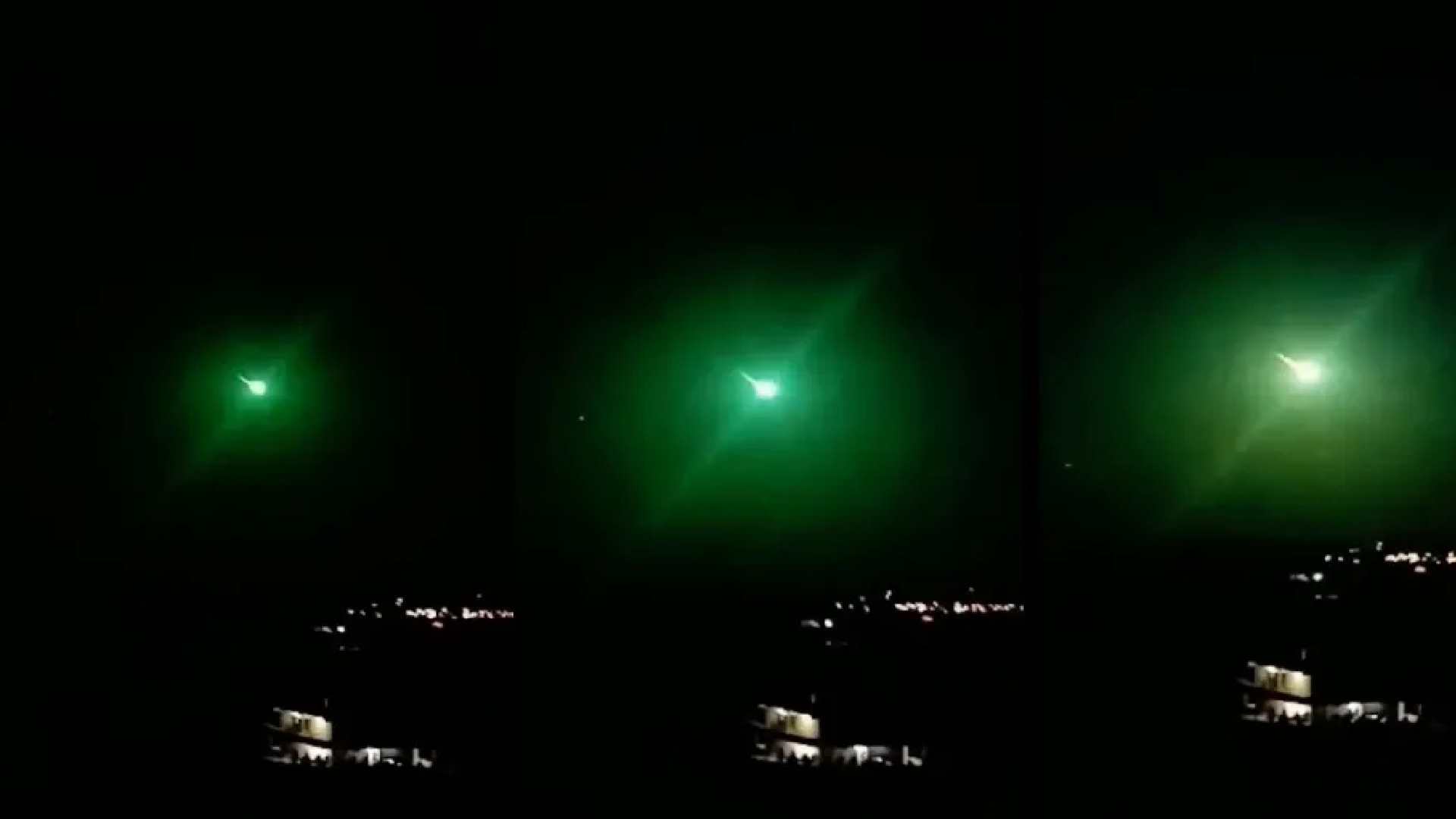 Meteorito en el cielo de Turquía; iluminó con intenso color verde durante su paso.