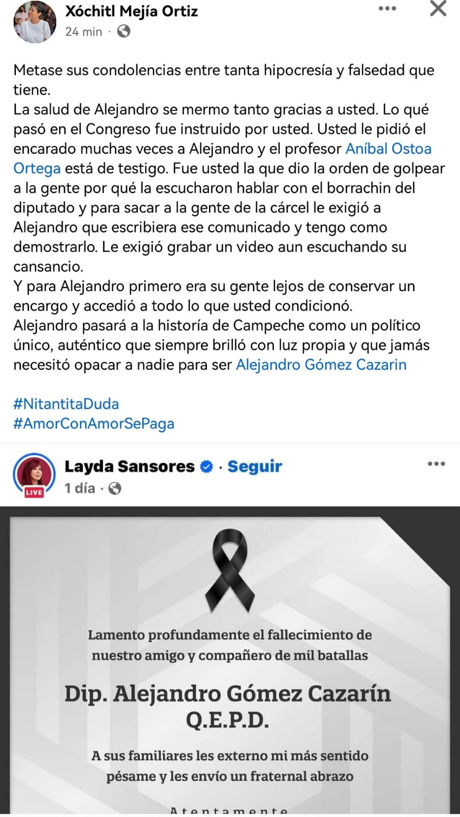 Métase sus condolencias