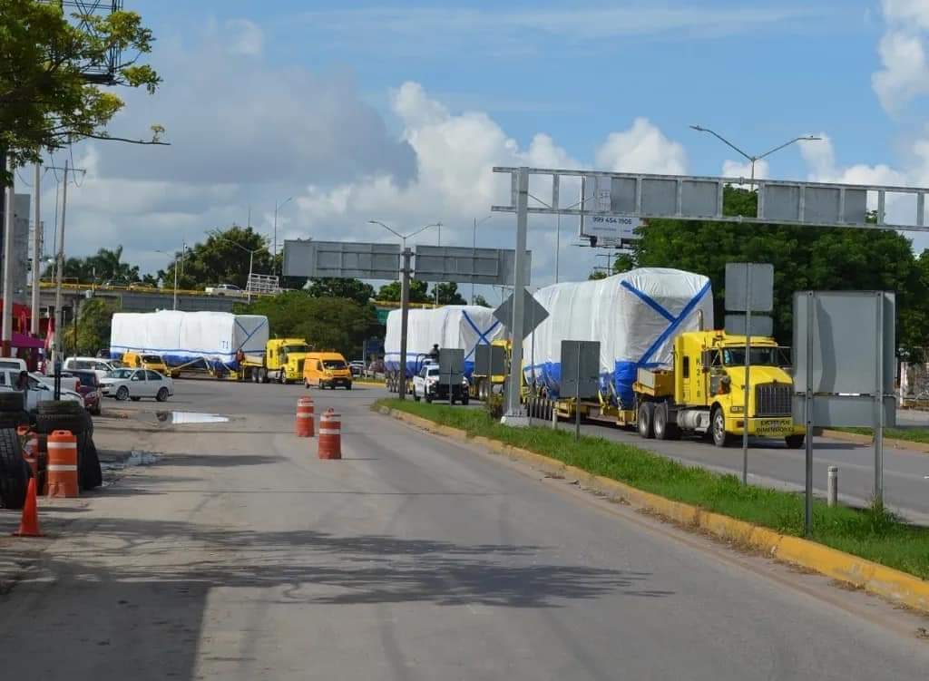 El último convoy de cuatro vagones del Tren Maya está llegando a Quintana Roo.
