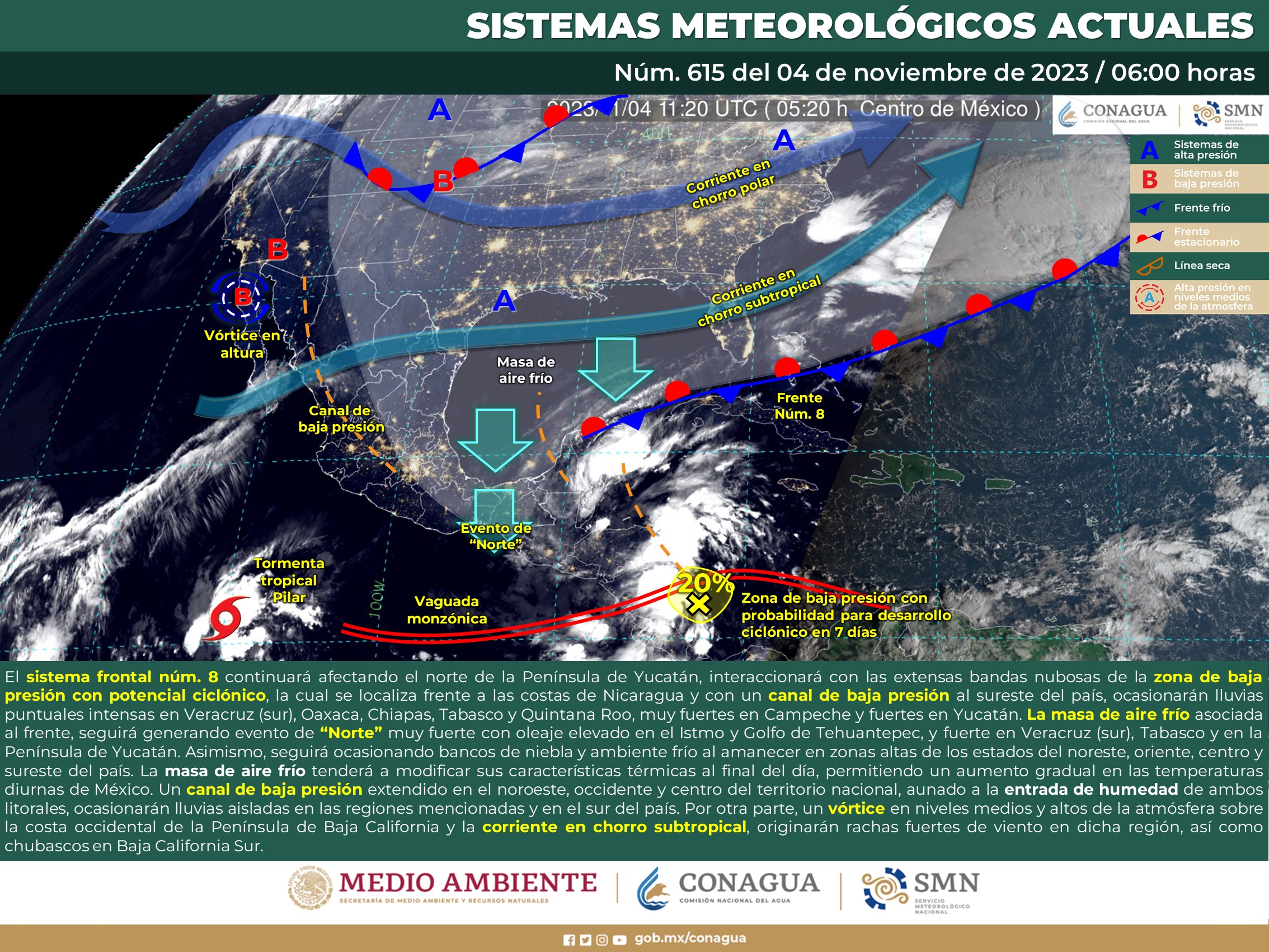 SMN prevé lluvias intensas en el sur de Veracruz, Oaxaca, Chiapas Tabasco y Quintana Ro
