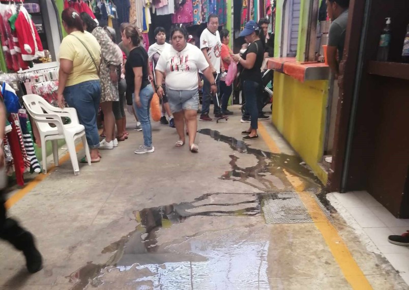 Se desborda alcantarilla de aguas negras del mercado principal de Ciudad del Carmen
