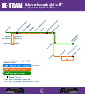 Este el mapa del IE-Tram de los paraderos que tendrá este novedoso transporte. 