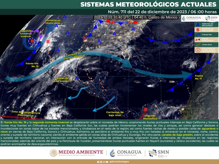 El SMN prevé lluvias intensas en la Península de Baja California