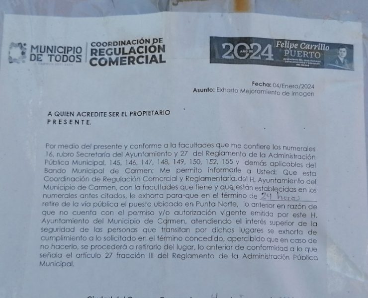 Desalojarán locales comerciales en Punta Norte de Ciudad del Carmen