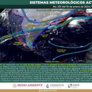 El SMN, prevé lluvias fuertes y evento de norte sobre el sureste del país