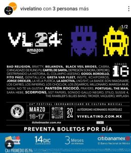 Programa oficial del Vive Latino 2024.
