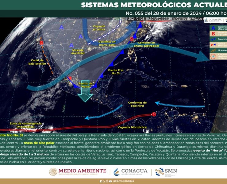 SMN prevé lluvias intensas en Veracruz, Oaxaca, Chiapas y Tabasco