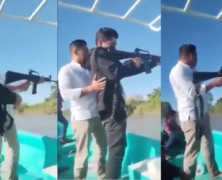 Graban a funcionario de Jonuta, prestar un arma a un joven para practicar tiros