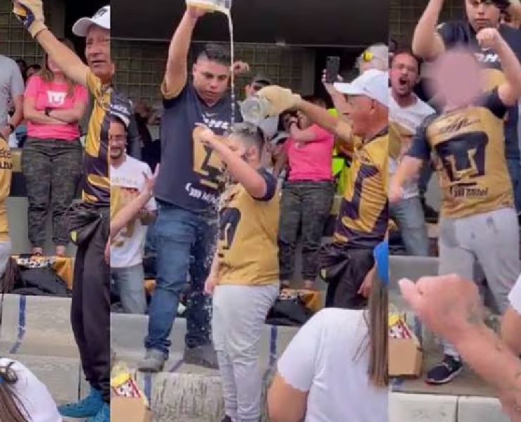 Bautizan con cerveza a un menor de edad, en un estadio del fútbol mexicano