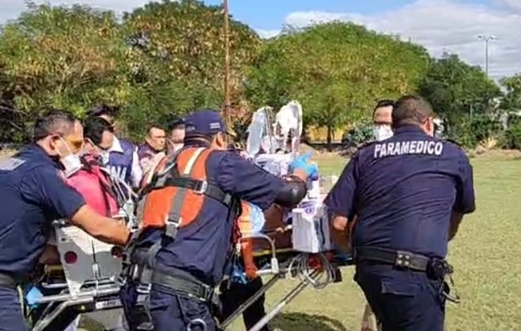 Vuelca unidad la Marina 2 lesionados de gravedad fueron trasladados en Helicóptero