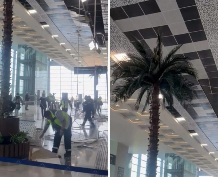 A días de cumplir dos años, se desploma una parte del techo de AIFA