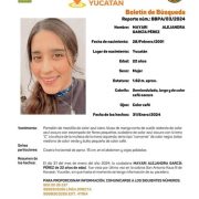 Buscan a joven extraviada Mayari Alejandra García Pérez fue vista por última vez el miércoles 31 de enero de 2024 en la colonia San Antonio Kaua III
