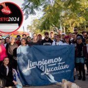 Cecilia Patrón participó en la comisaría de Temozón en el primer “plogging” que se realizó fundación Limpiemos Yucatán