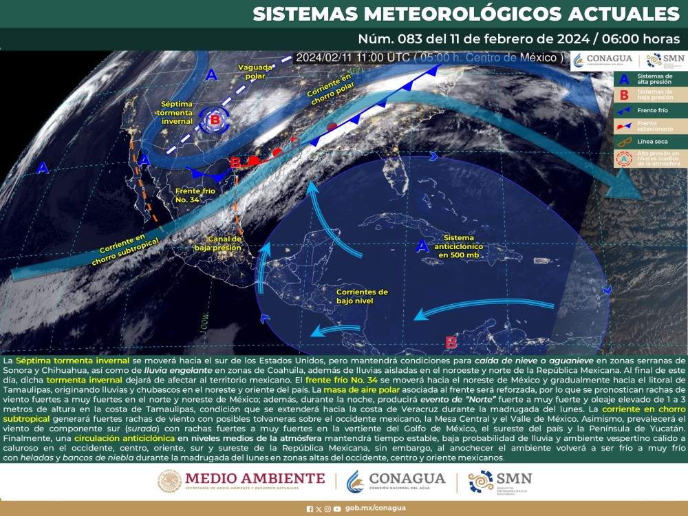 El SMN prevé caida de nieve o aguanieve en el norte y noroeste del país