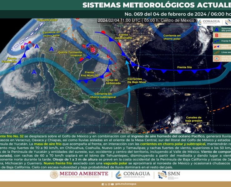El SMN prevé lluvias con intervalo de chubascos en Baja California, Veracruz, Oaxaca y Chiapas