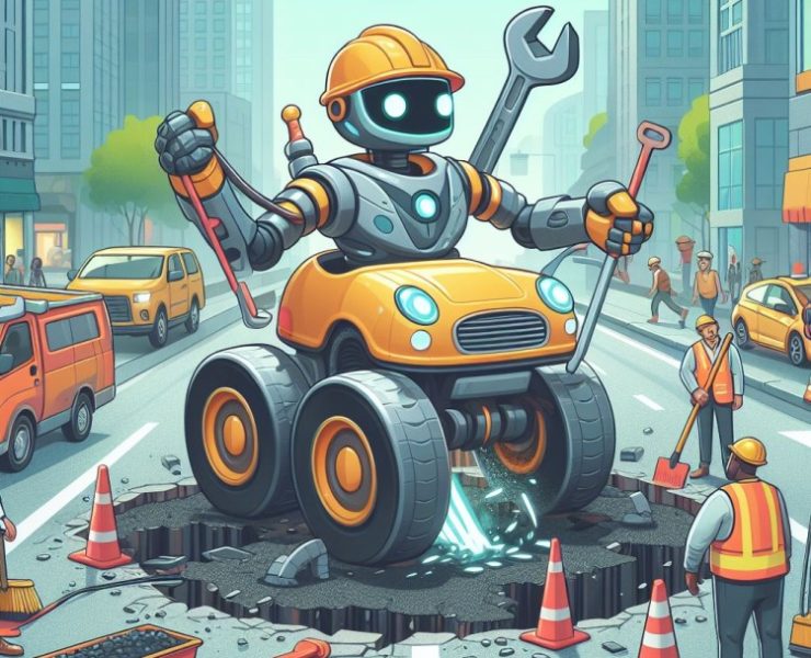 Crean robot para reparar baches