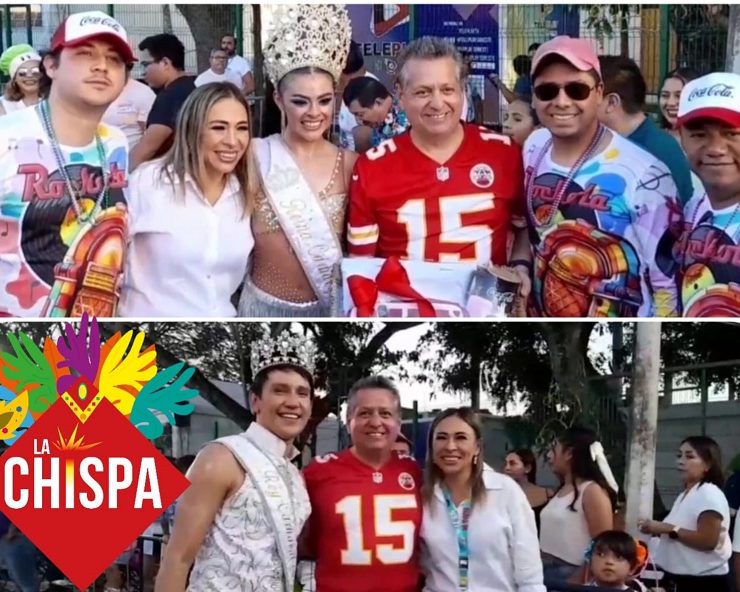 Los Reyes del Carnaval Joss 1, Adrián 1, con el alcalde Alejandro Ruz y su esposa