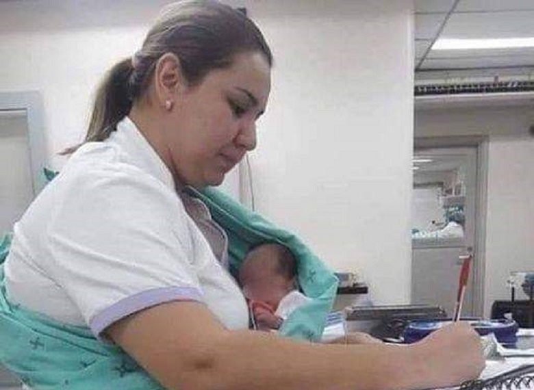 Enfermera cuida a bebé durante su turno y se hace viral