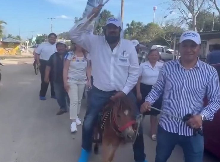 Precandidato para diputado del PAN en Yucatán se viraliza por pasear en Poni