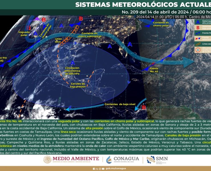 El SMN prevé temperaturas vespertinas superiores a los 40 °c en Sinaloa, Nayarit, Jalisco, Michoacán, Guerrero, Oaxaca y Chiapas