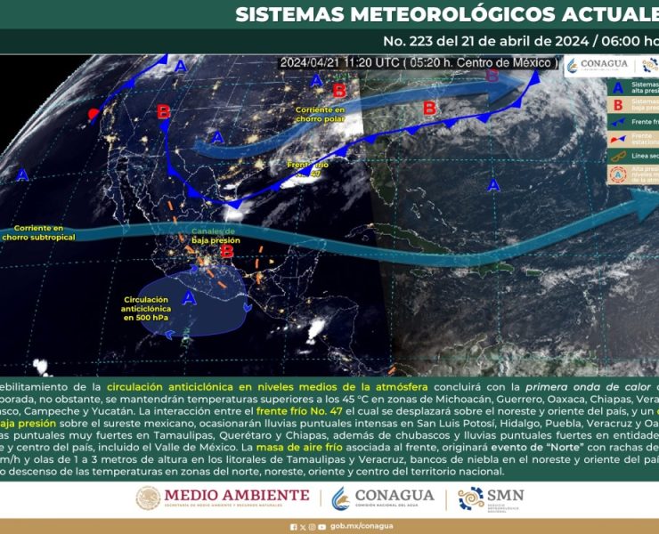 SMN prevé lluvias inttensas en San Luis Potosí, Hidalgo, Puebla, Veracruz y Oaxaca