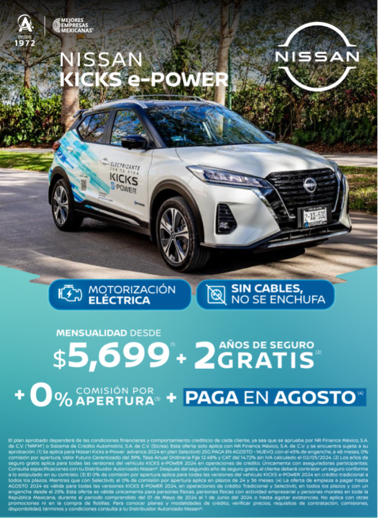 Promoción Nissan Kicks e - POWER 2024 mayo