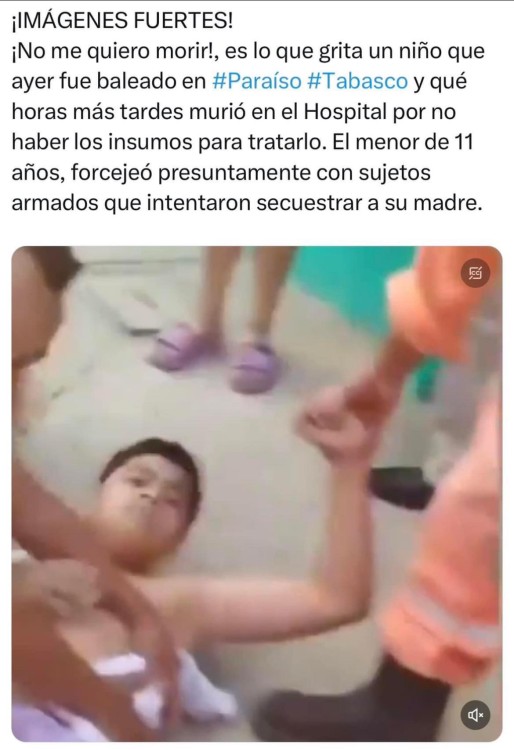 Caso de Emiliano, niño baleado en Paraíso, Tabasco