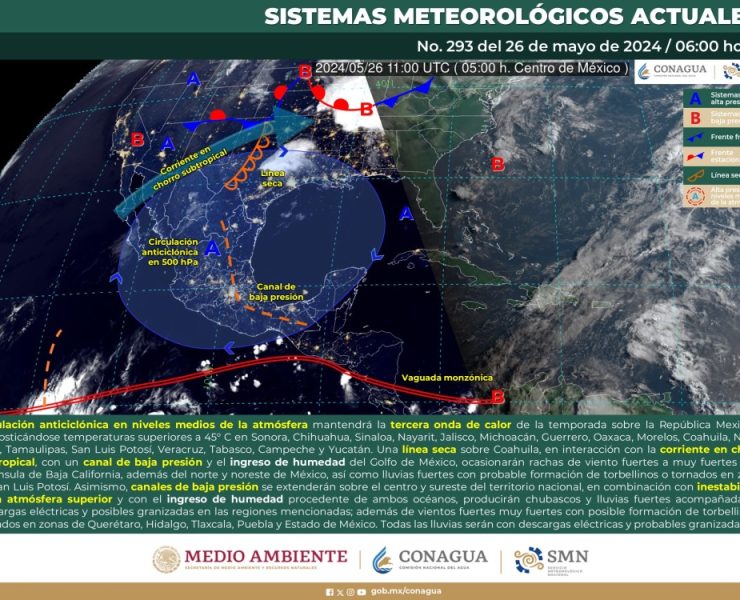El SMN prevé lluvias fuertes con posibles tornados en el noreste y centro de México