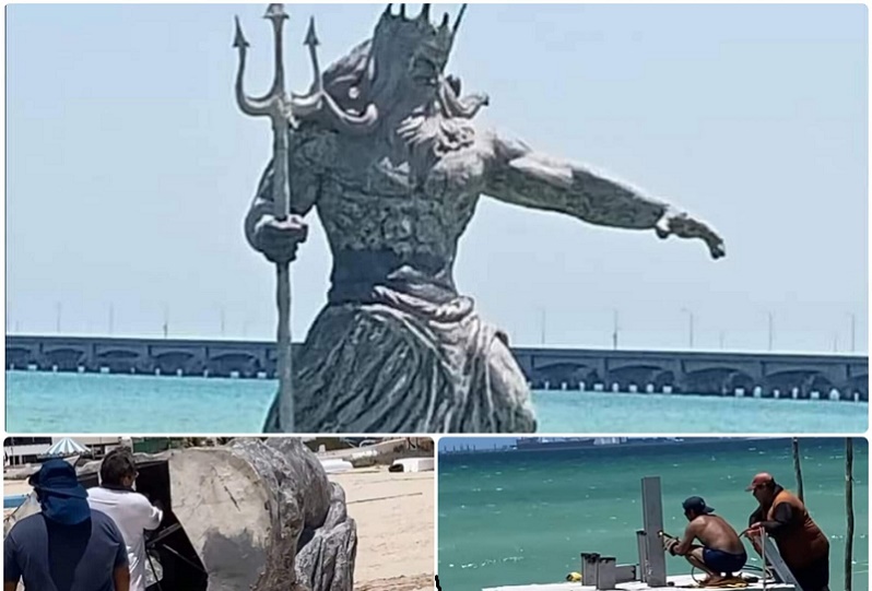 Poseidón Llega Al Mar De Progreso En El Malecón Internacional La Chispa Yucatan